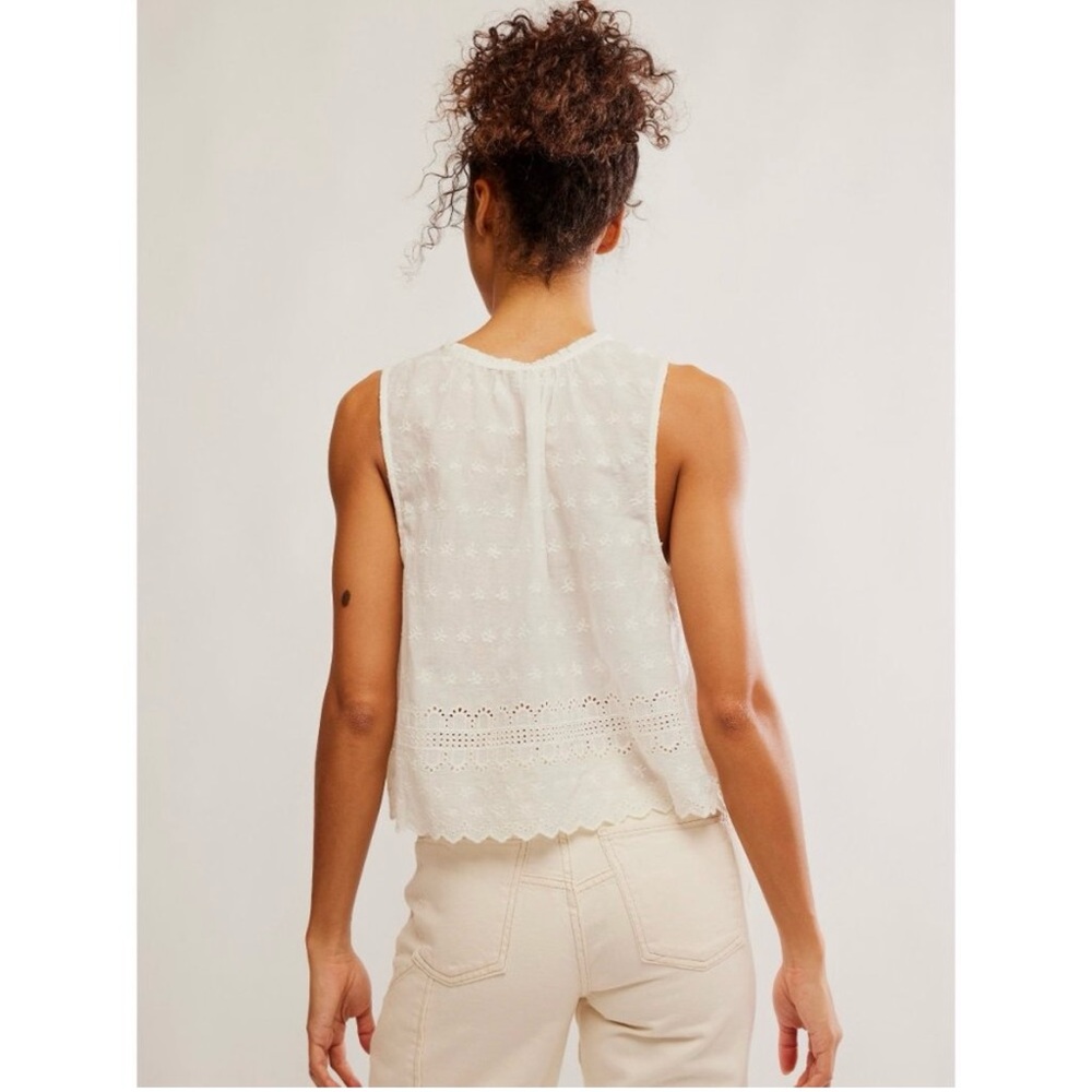 Free People Marina Eyelet Tank/Clean Ivory - Picture 3 of 5
